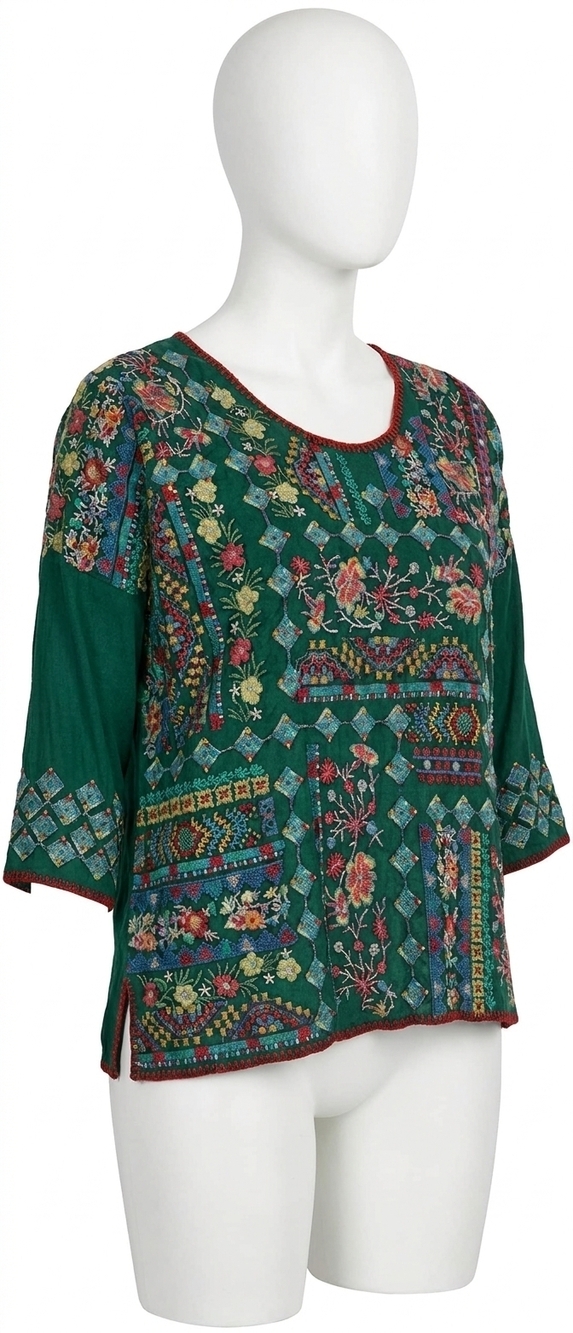 NEW JOHNNY WAS tamryn 3/4 sleeve blouse in seagrass